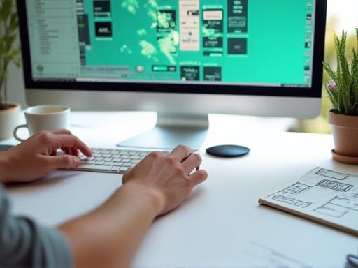 Designer working on wireframes and prototypes for a user interface.